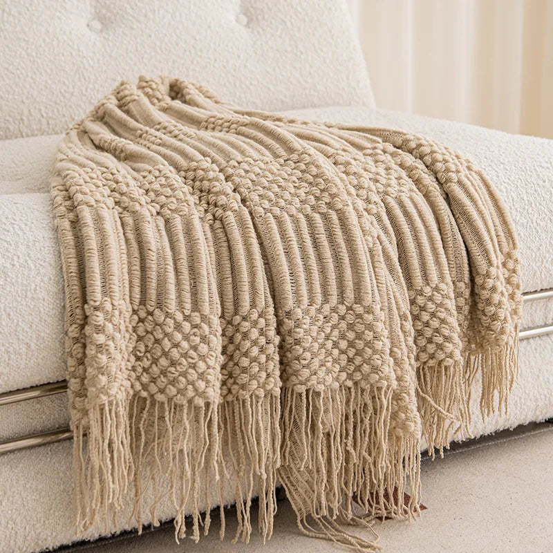 Cozy Farmhouse Knitted Throw Blanket