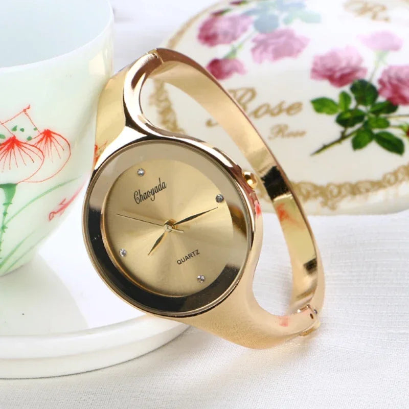 Golden Elegance Cuff Watch