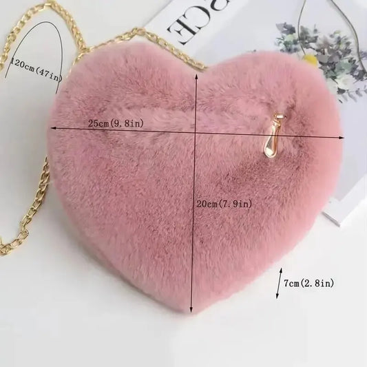 Cozy Heart Plush Crossbody Bag